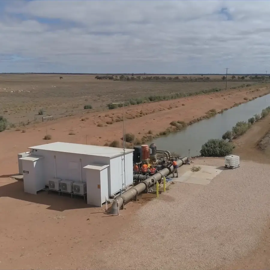 Channel pump station from the air, from Ardal's pump station video